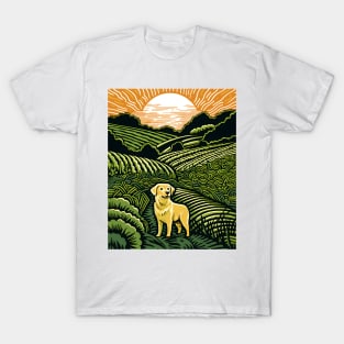 Riso-graphic Dog's Joyful Field T-Shirt